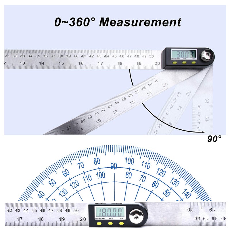 Yangoutool Digital Angle Ruler 20inches/500mm Stainless Steel Digital Angle Finder and Protractor Large Gauge Precision Measuring Tool for Woodworking Metalworking and Construction - Image 5